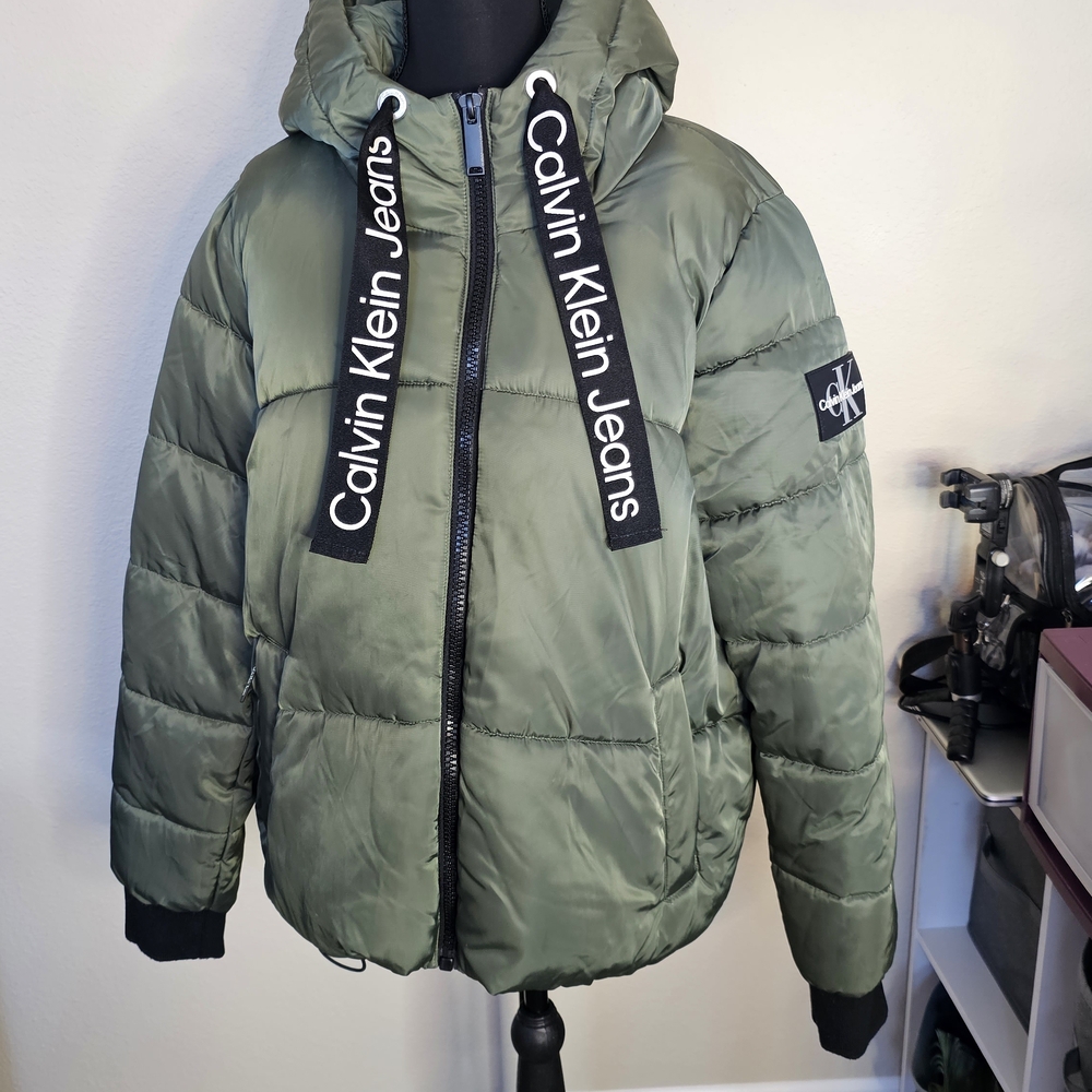 Calvin Klein Jeans Olive Puffer Jacket for Kids
